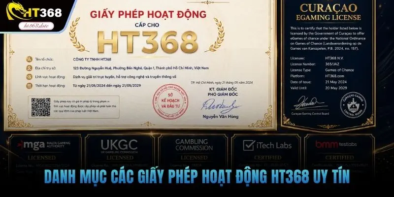 Danh mục các giấy phép hoạt động HT368 uy tín